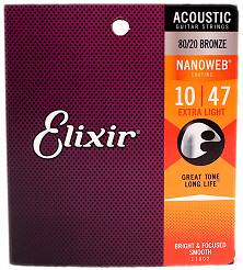 Elixir Nanoweb 80/20 Bronze Extra Light 10-47 Struny do gitary akustycznej