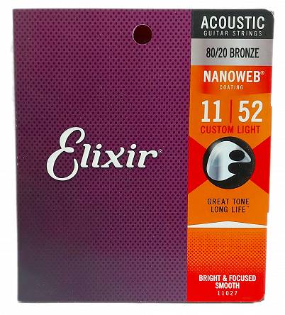 Elixir Nanoweb 80/20 Bronze Custome Light 11-52 Struny do gitary akustycznej